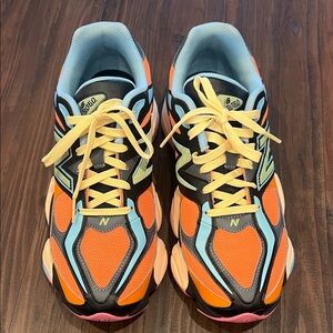 New Balance Men's Vibrant Orange and Light Blue Sneakers